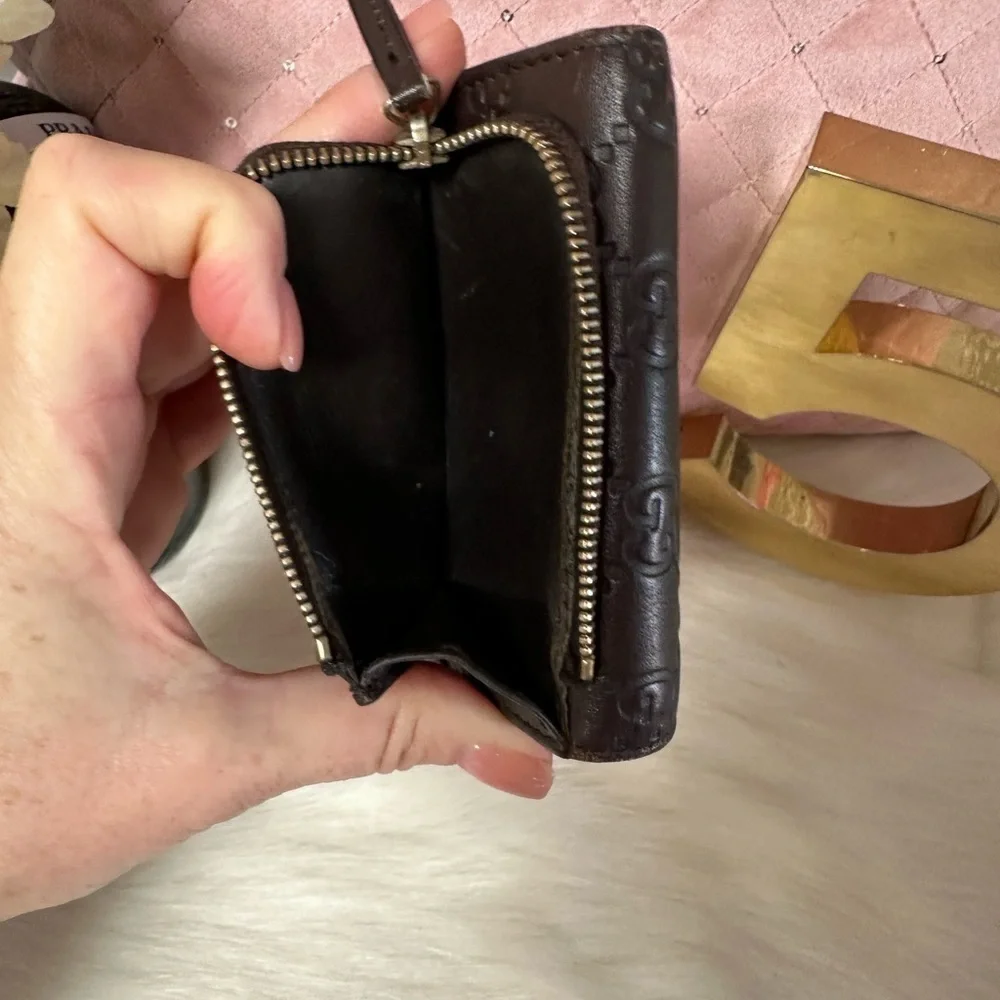 AUTHENTIC GUCCI SHIMA GG LOGO BROWN LEATHER 6 RING KEYCASE TRIFOLD WALLET - Picture 15 of 15